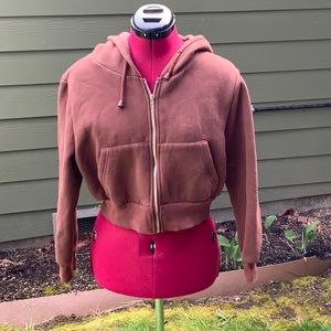 Shein Chocolate Brown Cropped Hoody
